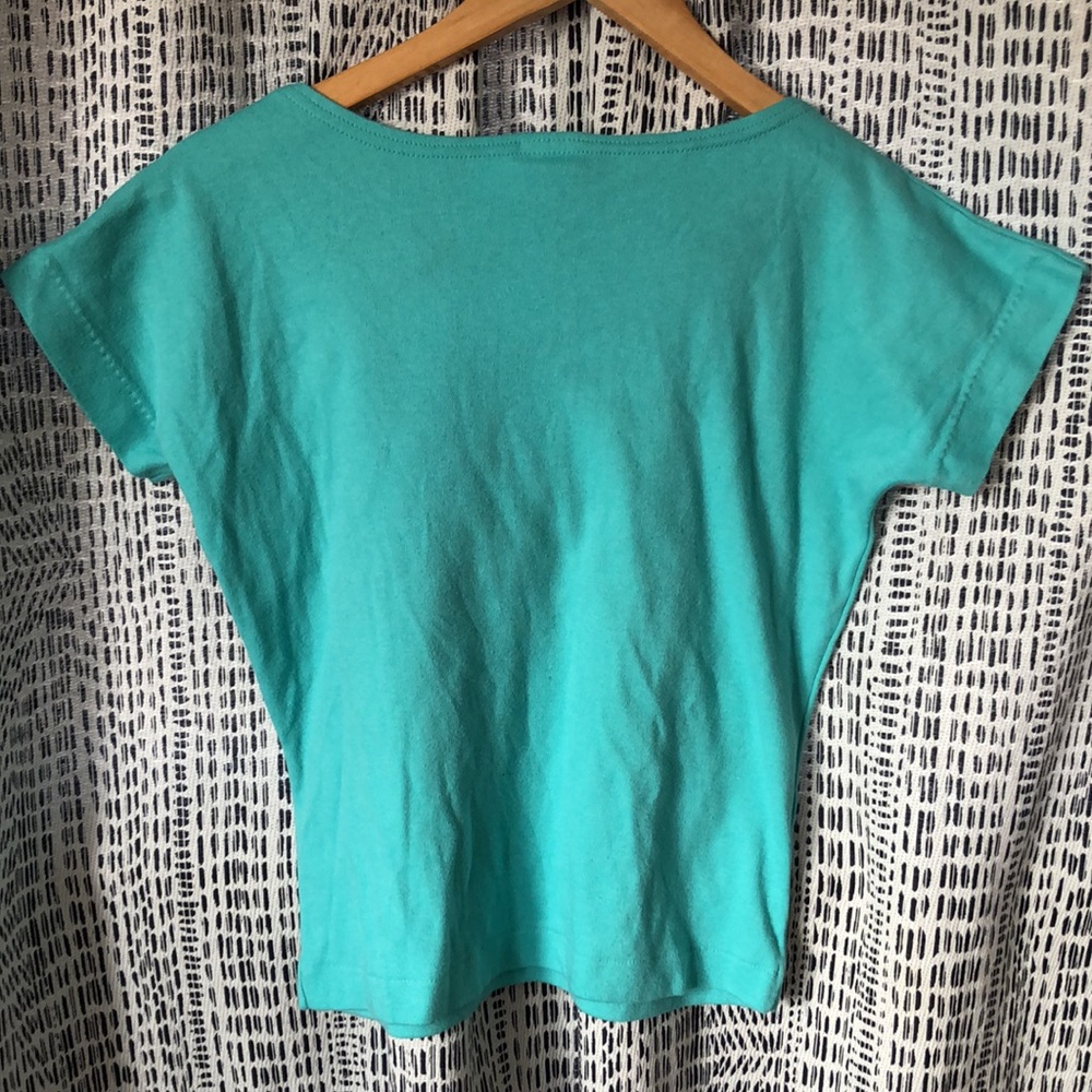 Vintage Hawaiian Teal Top with Bird Design - Picture 3 of 4
